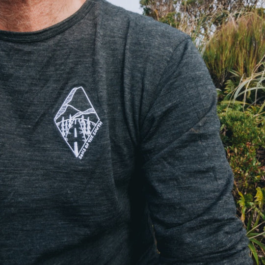 Ngauruhoe Long Sleeve Merino T-Shirt Close Up